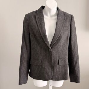 THEORY Beautfil Soft Charcoal Wool Pinstripe Blazer Jacket Sz 6 NWT $565!!